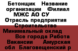 Бетонщик › Название организации ­ Филиал МЖС АО СУ-155 › Отрасль предприятия ­ Строительство › Минимальный оклад ­ 40 000 - Все города Работа » Вакансии   . Амурская обл.,Благовещенский р-н